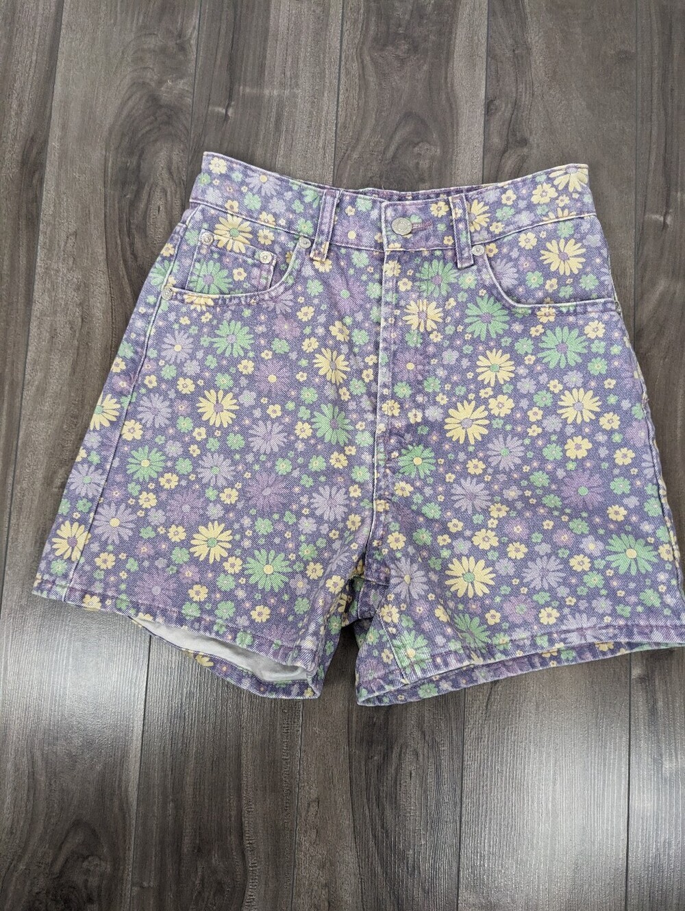 Zara Women's Jean Shorts Purple Floral Printed Denim Size 2